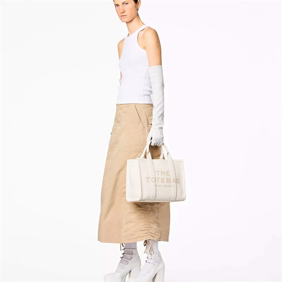 Marc Jacobs The Leather Medium Tote Bag, Cotton/Silver   